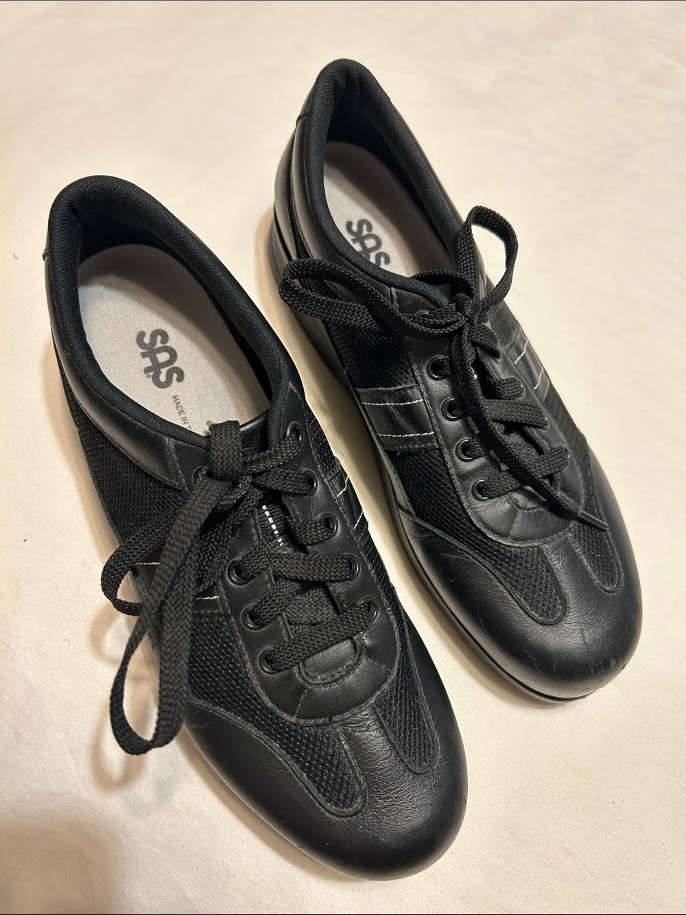 SAS Women's Black Leather & Mesh Lace-Up Athletic Sneakers